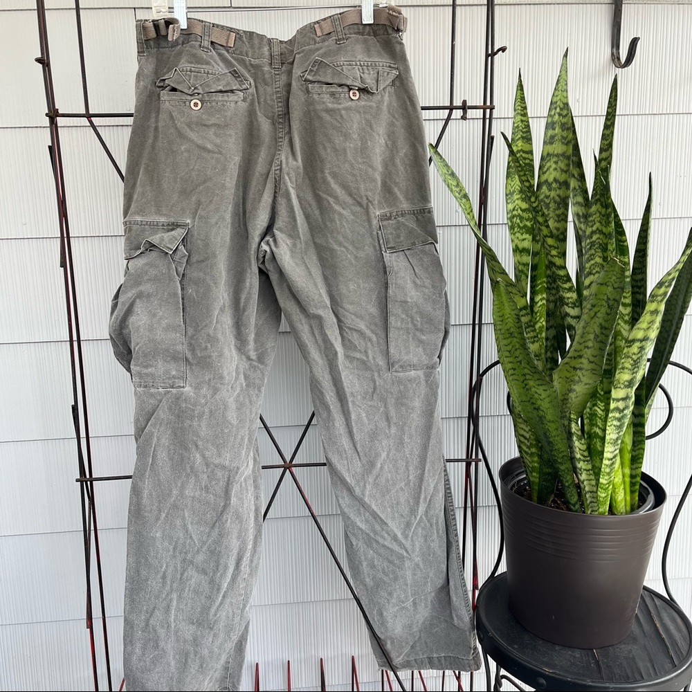 Army Green Khaki Straight Leg Cargo Pants Vintage 90s y2k size 32โ waist - Picture 7 of 7